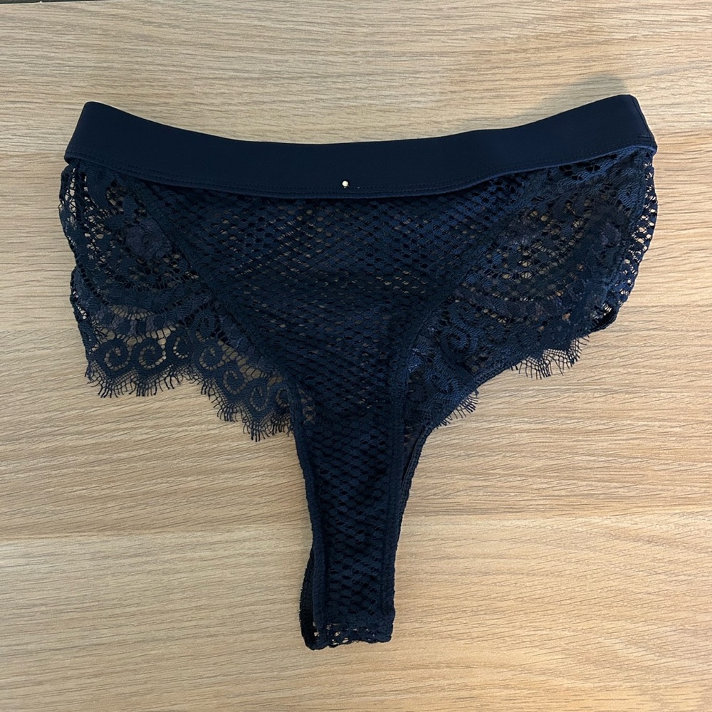 Gooseberry Full on Glam High Waist Thong in Navy Blue